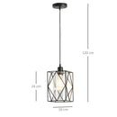 Lampadario Stile Geometrico 16x16x120 cm E27 in Metallo Nero-3