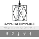 Lampadario Stile Geometrico 16x16x120 cm E27 in Metallo Nero-7