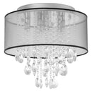 Lampadario Moderno a Gocce Ø40x33 cm E14 40W Paralume in Tessuto Argento-1