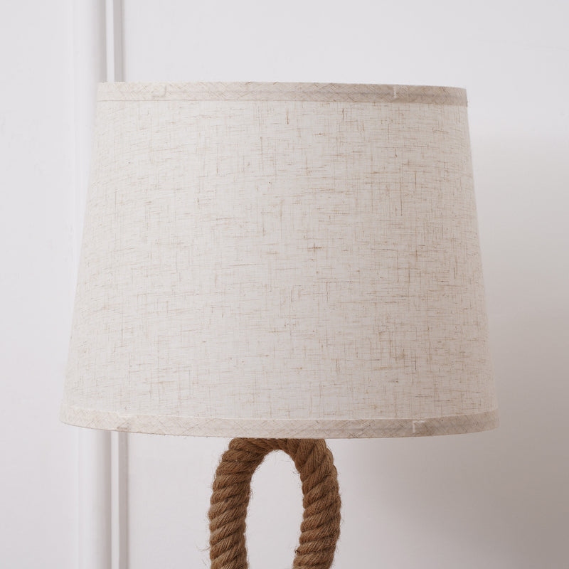 Lampada da Comodino Abat jour Ø30x56 cm in Corda e Tessuto Beige e Bianco-9