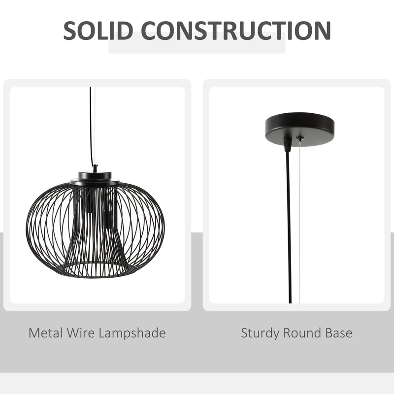 Lampadario Moderno Ø50x150 cm E27 in Metallo Nero-5