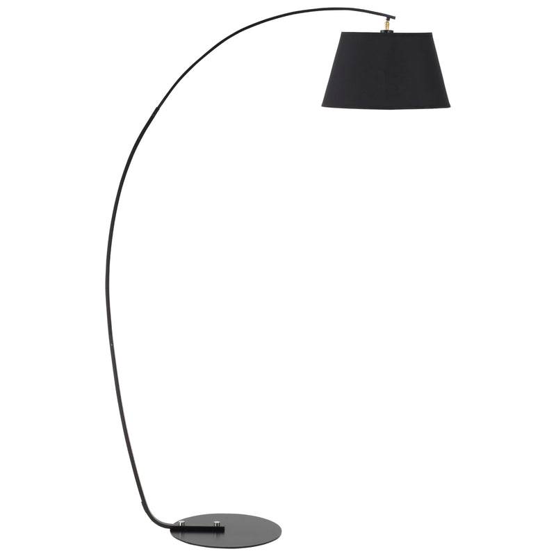 Lampada da Terra ad Arco 100x43x177 cm E27 Paralume in Tessuto Grigio Scuro-1