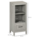 Mobiletto Bagno Salvaspazio 2 Ripiani 1 Cassetto 40x30x89 cm in Legno Grigio-3