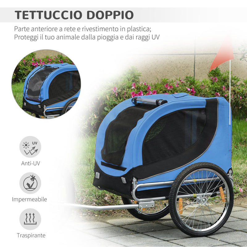 Rimorchio per Cani da Bicicletta Azzurro e Nero 130x90x110 cm -5