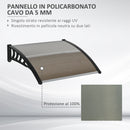 Pensilina Tettoia  100x100x26 cm in Policarbonato Anti-UV Marrone-4