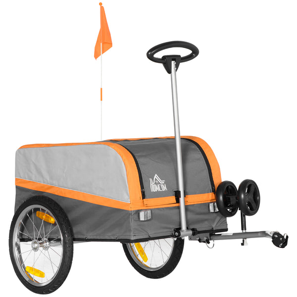 Fahrradanhänger 130x64x60/97 cm in Stahl und Orange und Silber Oxford Stofftasche prezzo