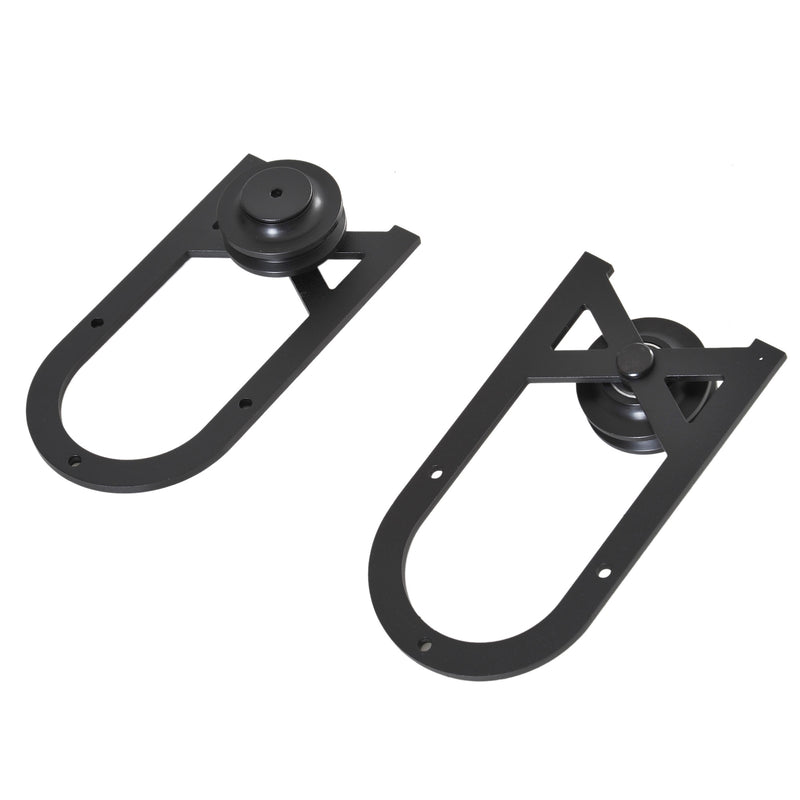 Binario per Porte Scorrevoli con Kit di Accessori in Acciaio Nero 100 cm sm 110mm -9