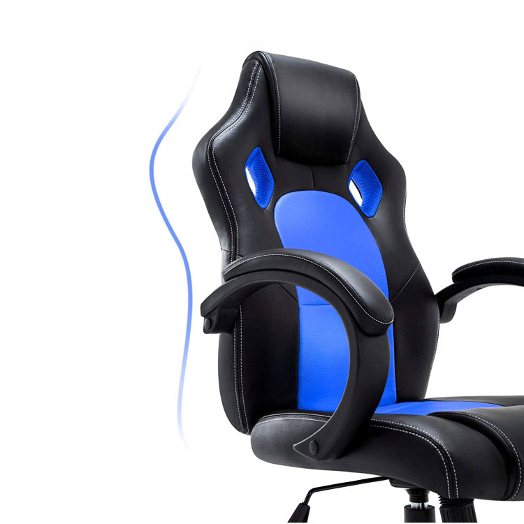 Sedia da Gaming Ergonomica 73x122,5x160 cm in Similpelle Nera e Blu-3