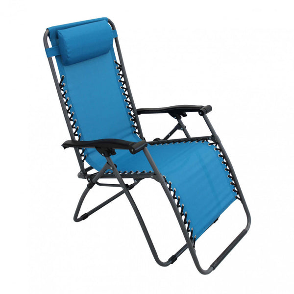 Zero Gravity Reclining Folding Liegestuhl 88 x 65 x 110 h cm in blauem Textilene sconto