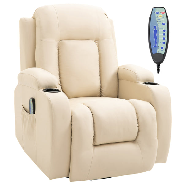 Poltrona Relax Massaggiante a 8 Punti 85x94x104 cm Reclinabile con Telecomando in Similpelle Beige prezzo