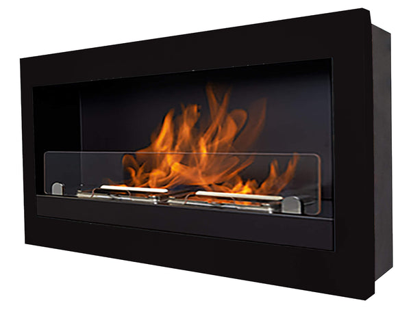 acquista Bioethanol Wandkamin 45x85 cm mit schwarzem Karlsen Verona Glas