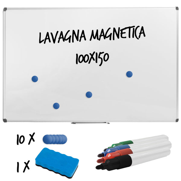 Lavagna per Ufficio Magnetica 150x100 cm in Alluminio Silver-2