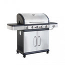 Barbecue a Gas GPL Davis 5 Fuochi + 1 con Fornello Laterale 138x55,5x112 h cm in Acciaio Grigio-1