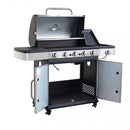 Barbecue a Gas GPL Davis 5 Fuochi + 1 con Fornello Laterale 138x55,5x112 h cm in Acciaio Grigio-2