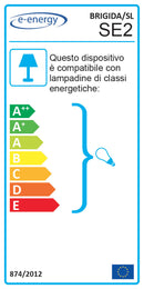 Saliscendi Ø41 cm 1xE27 Montatura Bianca Vetro Lastra Bianco E-Energy Brigida-2