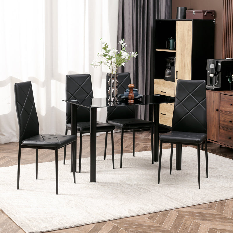 Set di 4 Sedie da Pranzo 41x50x97 cm con Schienale Alto in Similpelle Nero-2