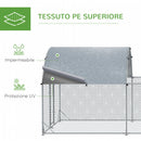 Pollaio Gabbia per Galline da Esterno 570x280 cm in Acciaio Grigio Argento-7