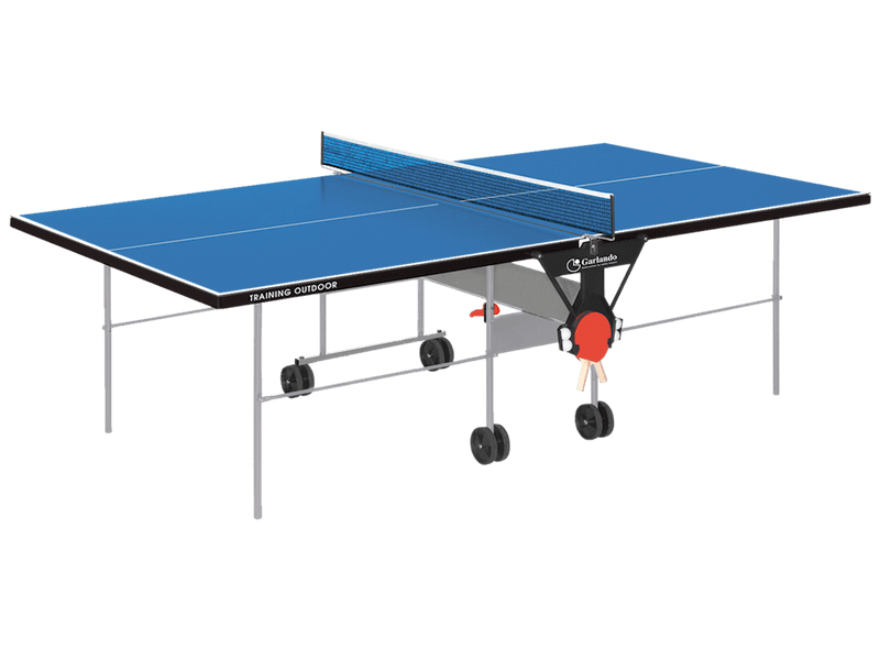 Tavolo da Pin Pong con Piano Blu e Ruote per Esterno Garlando Training Outdoor-1