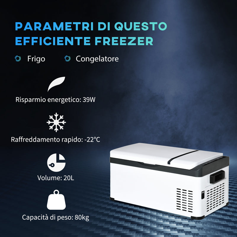 Frigo Portatile Elettrico a Compressore 20 Litri per Auto e Camion Bianco-4