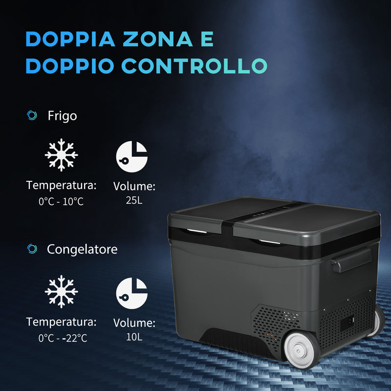 Frigo Portatile Elettrico a Compressore 35 Litri per Auto e Camion Grigio Scuro-4