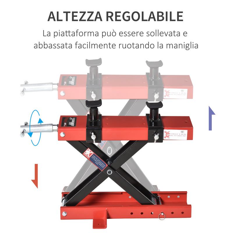 Cavalletto Alzamoto a Forbice 49,5x31x19-53 cm Regolabile in Metallo Rosso-5