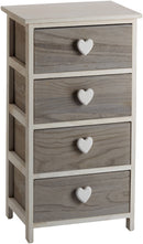 Cassettiera 4 Cassetti 40x29x73 cm in Legno con Cuore Grigia-1