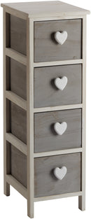 Cassettiera 4 Cassetti 26X32X81 cm in Legno con Cuore Grigia-1