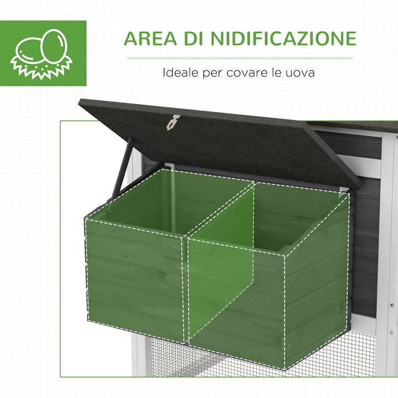 Pollaio Gabbia per Galline 178x95x100 cm in Legno con Tetto Impermeabile Grigio-6