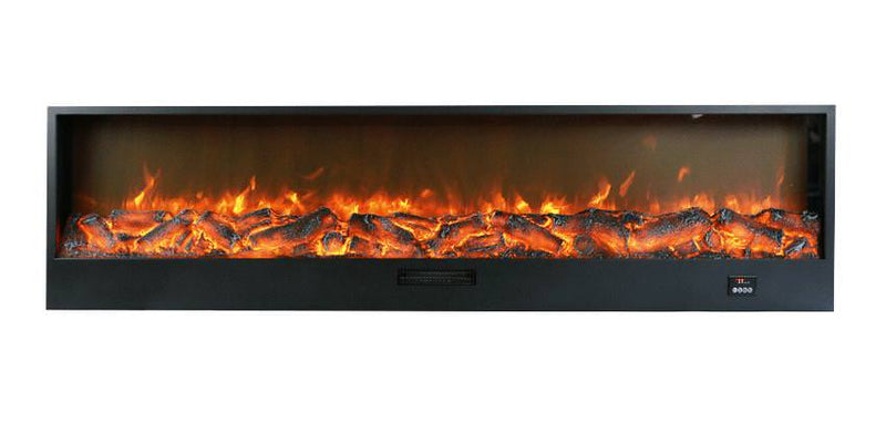 Camino Elettrico da Incasso 50,7x20x300 cm 1500W Effetto Fiamma Sined Etna Nero-2