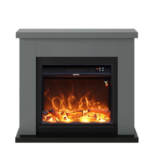 sconto Camino Elettrico da Pavimento 99x88,3x25 cm Effetto Fiamma 1500W Sined Asciano Grigio Scuro