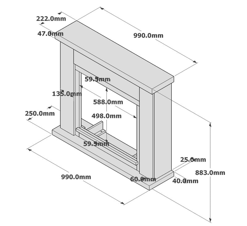 Camino Elettrico da Pavimento 99x88,3x25 cm Effetto Fiamma 1500W Sined Asciano Rovere-5