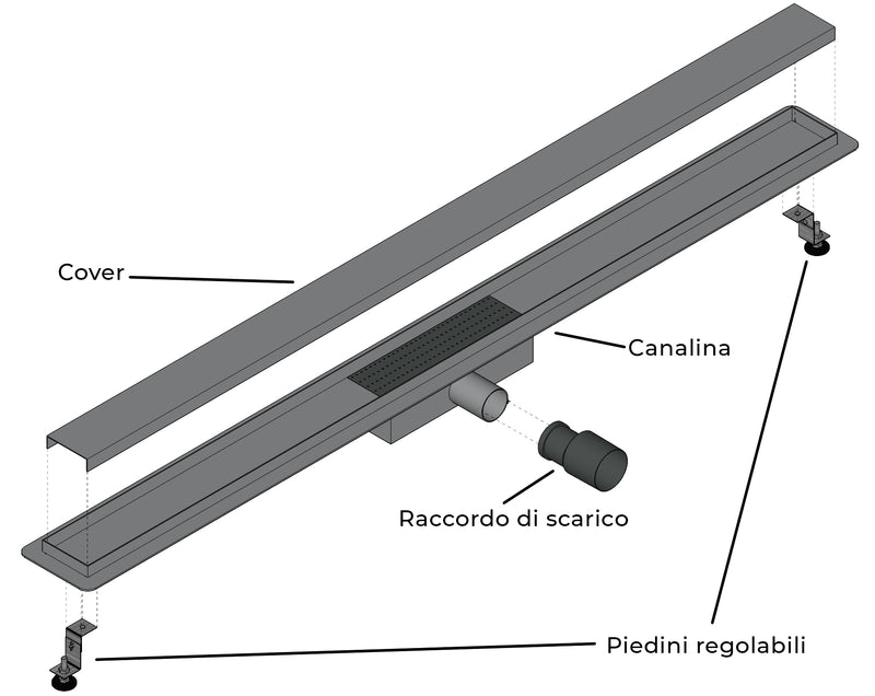 Canalina di Scarico in Acciaio Inox a Pavimento Onda Varie Misure-2