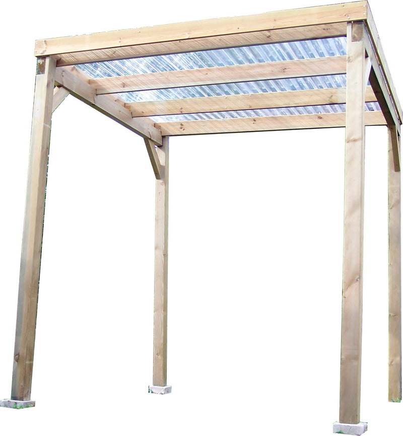 Pergola da Giardino 2x2x2,2 m in Legno Copertura in PVC Carport-1