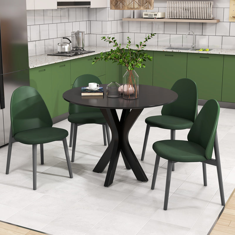 Tavolo da Pranzo Moderno Rotondo per 4 Persone Ø100x75 cm in Acciaio e MDF Nero-6