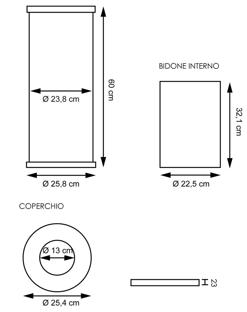 Cestino Gettacarte Ø25,8 cm in Metallo Nero Opaco 12L con Coperchio Conico-4