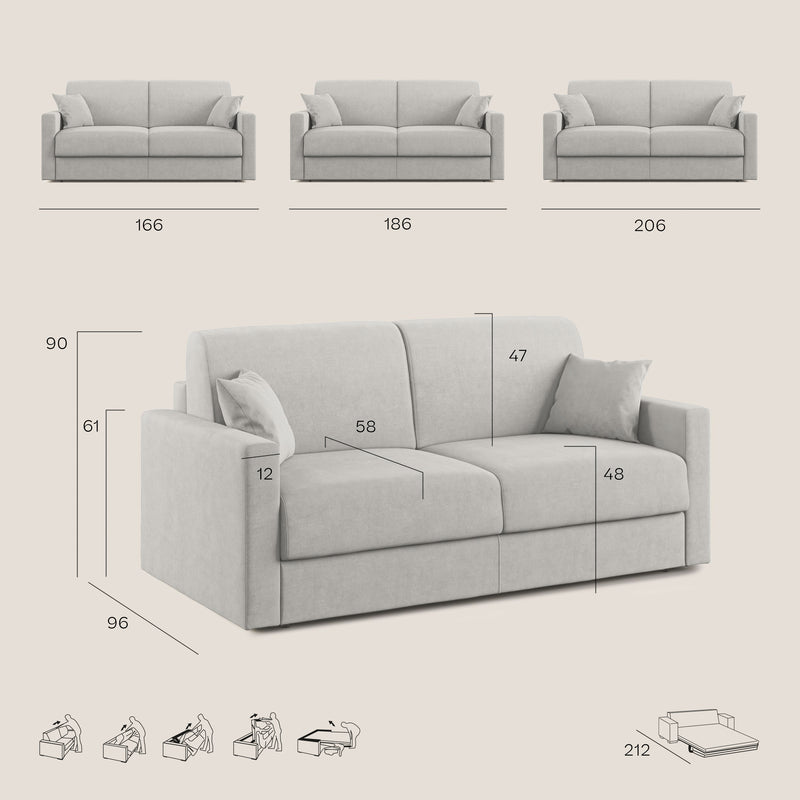 Divano Letto 3 Posti 206x92x96 cm Chris in Tessuto Blu-8