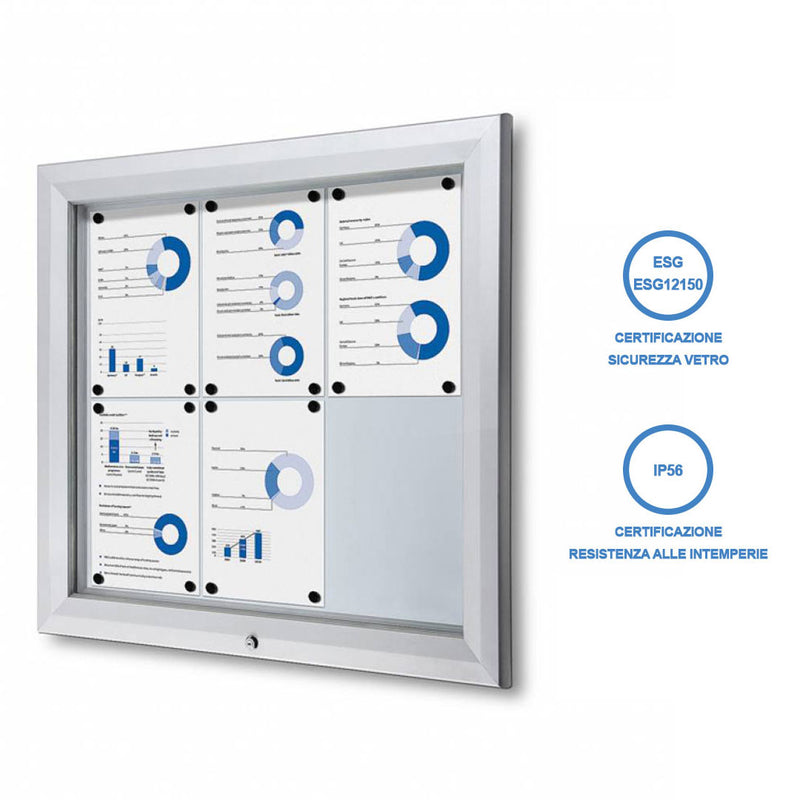 Bacheca da Esterno con Apertura a Ribalta 80,5x76x4,7 cm in Alluminio Grigio Chiaro-3