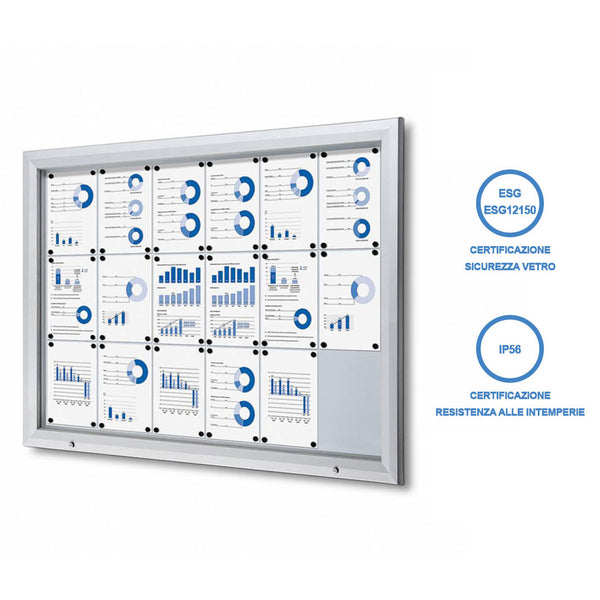 Bacheca da Esterno con Apertura a Ribalta 146,5x106,7x4,7 cm in Alluminio Grigio Chiaro prezzo