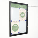 Bacheca con Apertura a Battente 51,5x79,0x2,3 cm in Alluminio con Led Nera-2