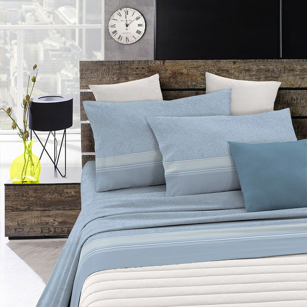 online Bettwäsche-Set oben und unten bedruckt und Kissenbezüge Basic Light Blue