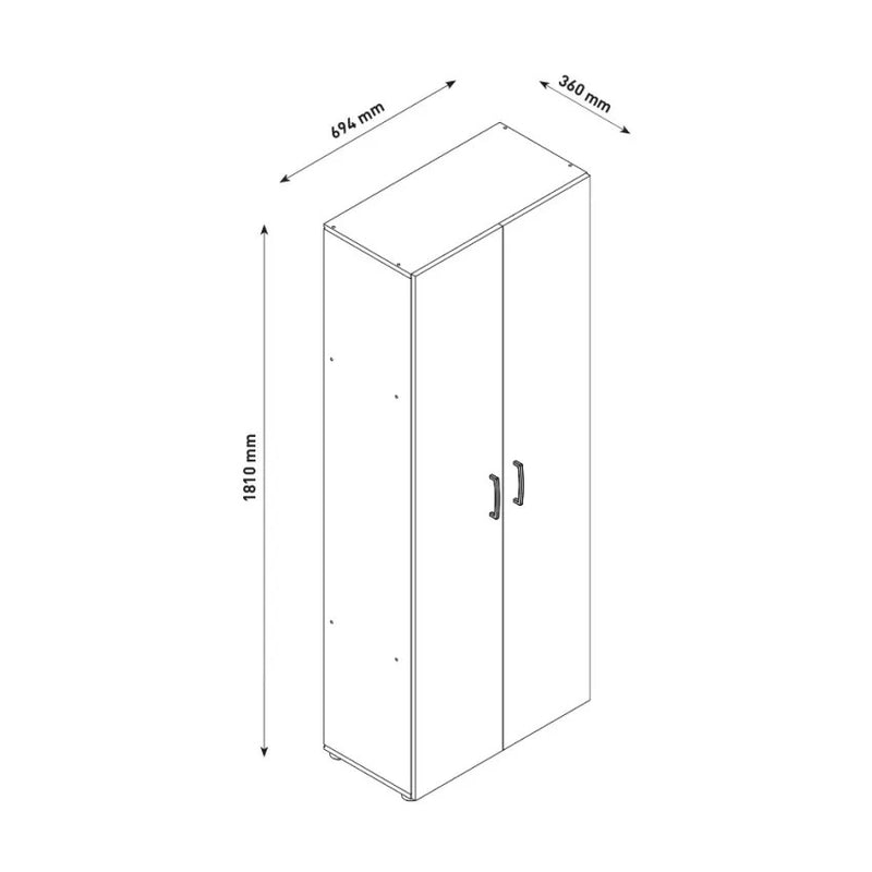 Armadio 2 Ante 5 Ripiani 69,4x36x181 cm in Truciolare Nobilitato Bianco-5