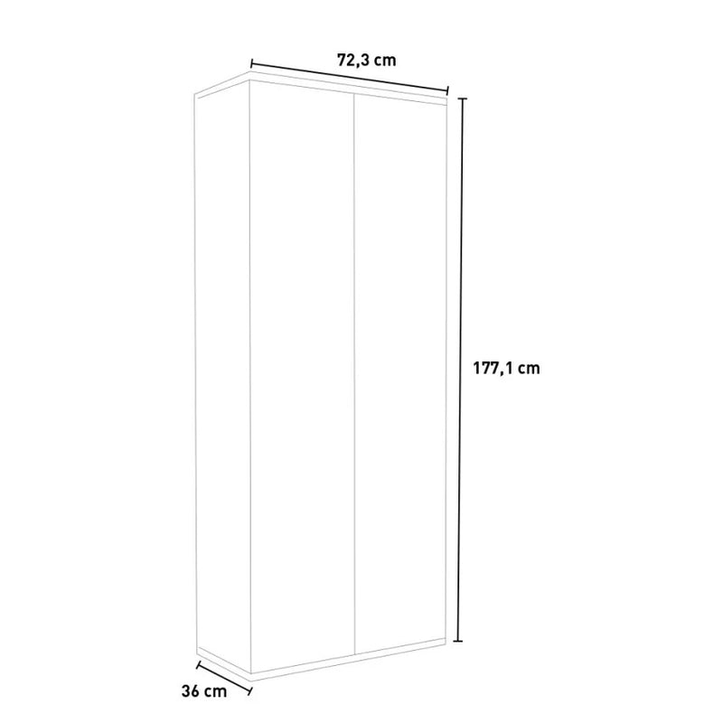 Armadio 2 Ante 6 Ripiani 72,3x36x177,1 cm in Truciolare Nobilitato Bianco-5