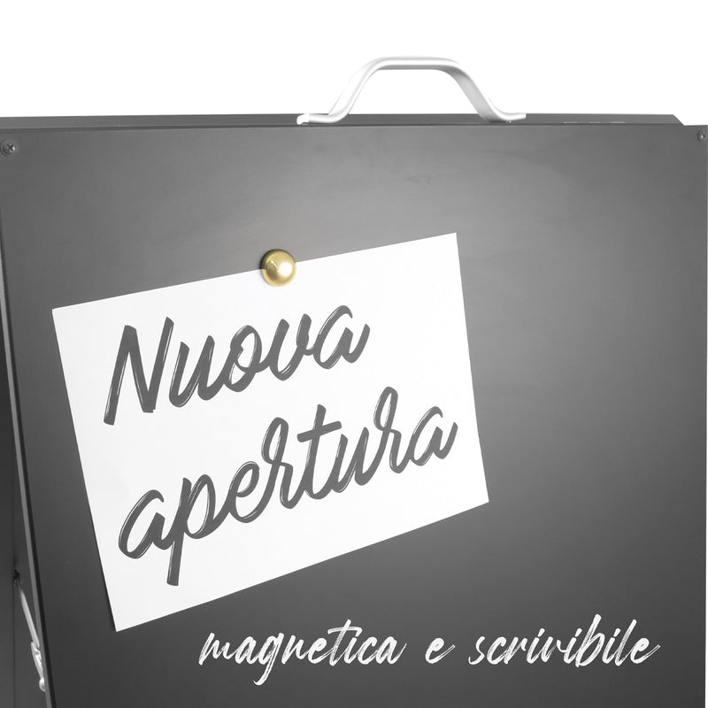 Espositore Pubblicitario Bifacciale Bifacciale con Lavagna 60x90 cm in Metallo Nero-9