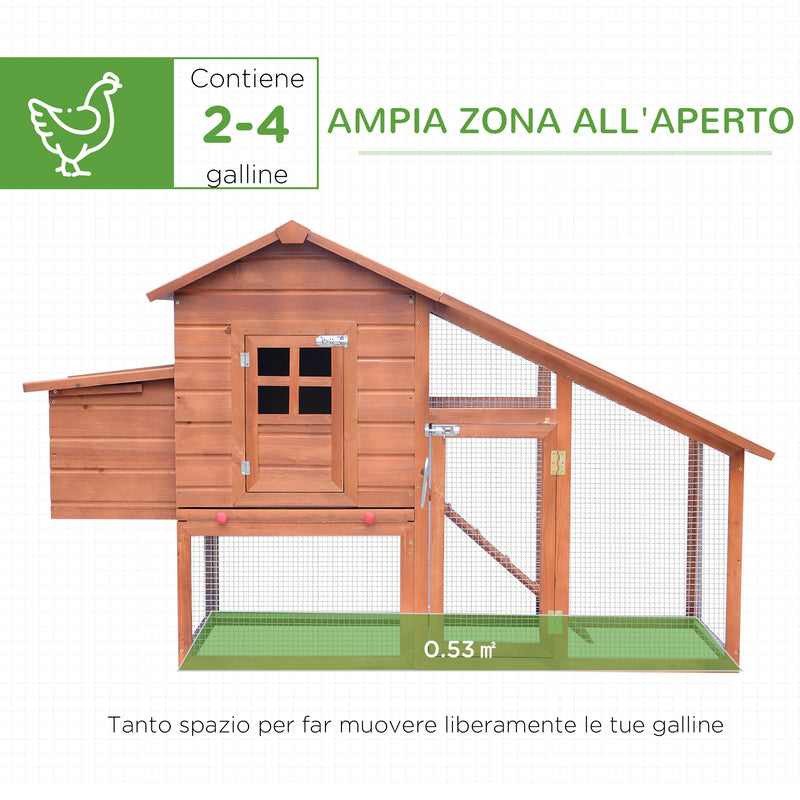 Gabbia Pollaio per Galline da Giardino 190x66x116 cm in Legno  Arancione-4