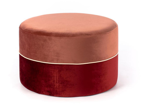 Hocker aus samtigem Stoff Ø62 cm Altrosa und Bordeaux sconto