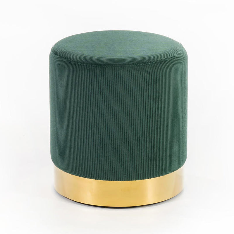 Pouf in Tessuto Vellutato Ø36 cm Verde-1