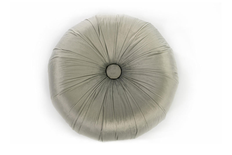 Pouf in Tessuto Vellutato Ø36 cm Grigio-2