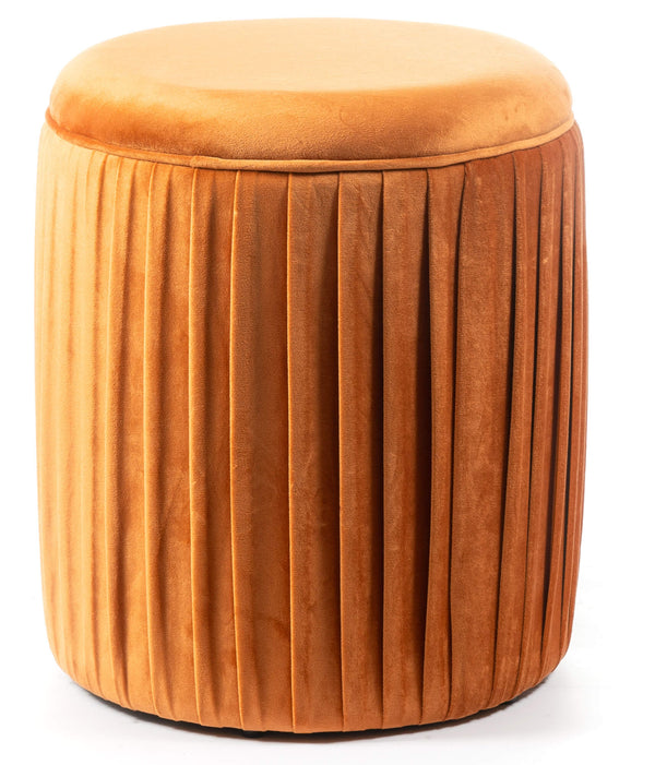 acquista Gepolsterter Pouf Ø35x40 cm in orangefarbenem Samt