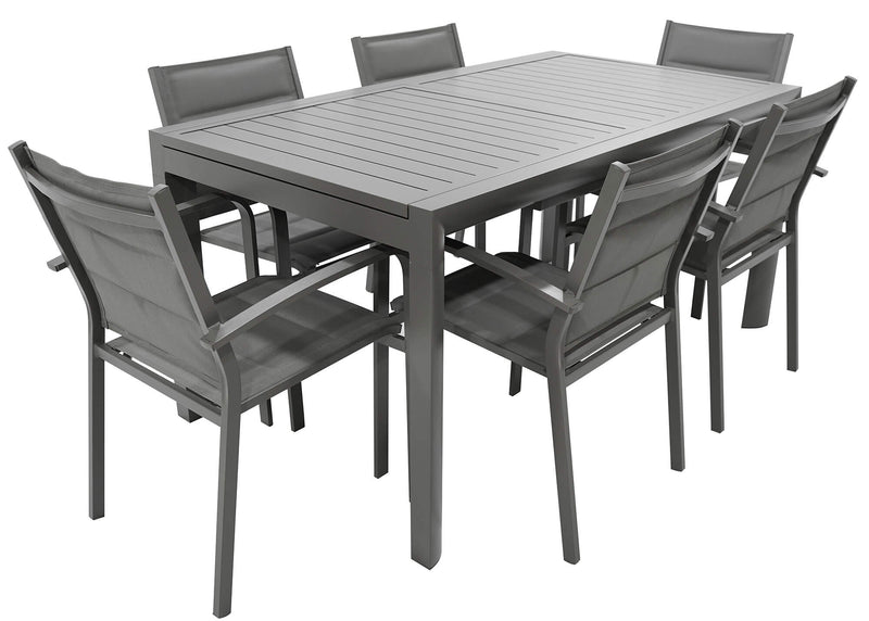 Set Tavolo e 6 Sedie da Giardino in Alluminio e Textilene Antracite-1