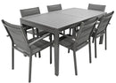 Set Tavolo e 6 Sedie da Giardino in Alluminio e Textilene Taupe-1